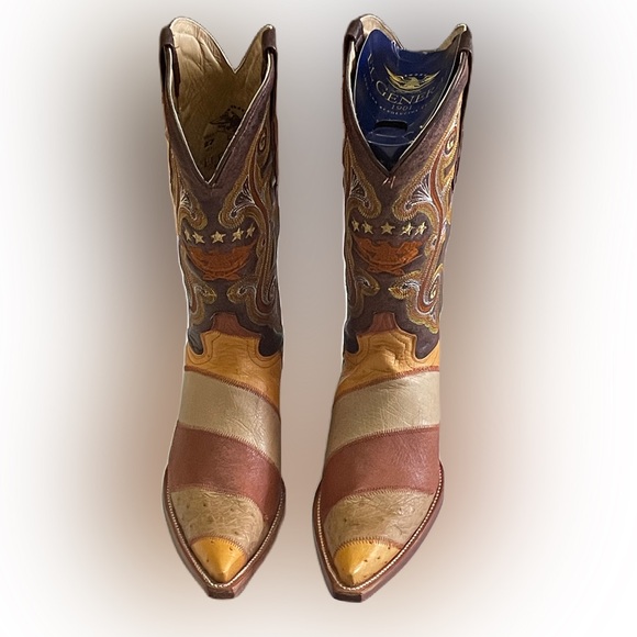 AUTHENTIC El General Mens Brown Embroidered Leather Heels...